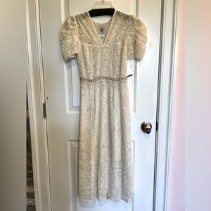 Anna Sui ivory rayon and silk velvet dress, size 4
